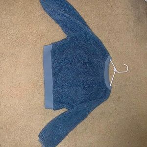 blue fuzzy sweater